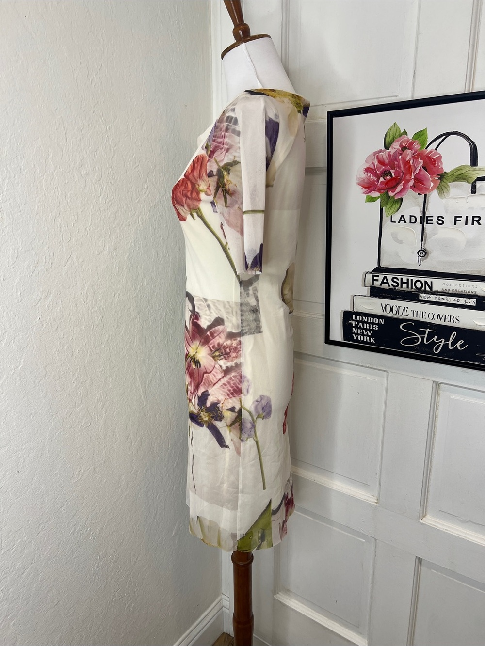 Ganni Cream Floral Mesh Dress RTM - Picture 5 of 10